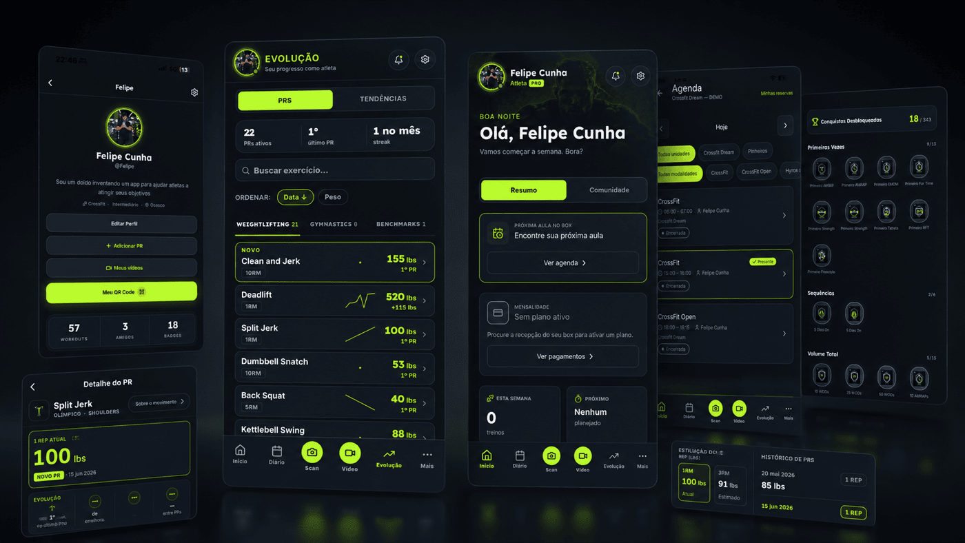 App BoxOS Atleta — resultado do WOD, histórico e PRs do atleta